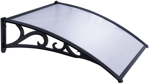VIVOHOME Polycarbonate Window Door Awning Clear with Black Brackets, 40" x 40" - E-Comm Return, Appears New  - Lot 532
