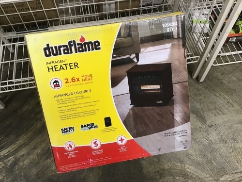 Duraflame 1500-Watt Infrared Quartz Cabinet Indoor Electric Space Heater with Thermostat and Remote Included - Appears New with Damage, Tested/Works  - Lot 537