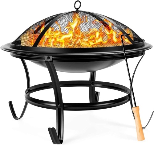 Best Choice Products 22-inch Outdoor Patio Steel Fire Pit Bowl with Spark Screen Cover, Log Grate, Poker - E-Comm Return, Appears New  - Lot 547