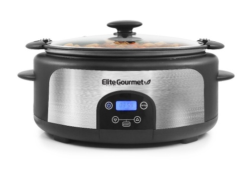 Elite Platinum MST-610DT 6Qt. Programmable Stainless Steel Slow Cooker with Locking Lid - E-Comm Return, Appears New  - Lot 552