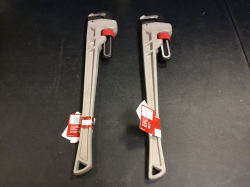 Lot of (2) Husky 24" Aluminum Pipe Wrench with 2.5" Jaw Capacity - Appear New  - Lot 586