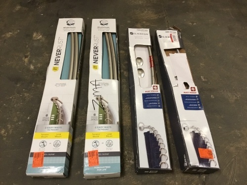 Lot of (4) Shower Curtain Rods - E-Comm Returns, Appear New  - Lot 588
