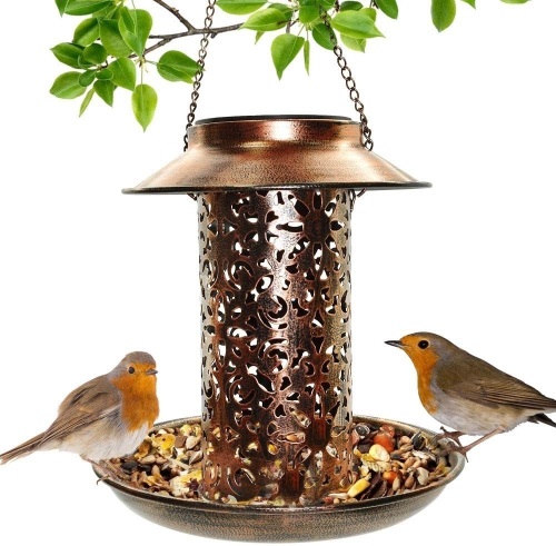 IWNTWY Heavy Duty Copper Hanging Wild Birdfeeder with Solar Light - Appears New  - Lot 595