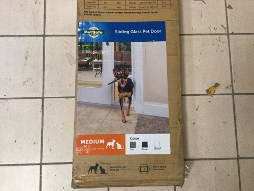 PetSafe Pet Door For Sliding Glass Door, Medium 8 1/4" x 12 3/16" Flap Opening, White - E-Comm Return, Appears New  - Lot 599