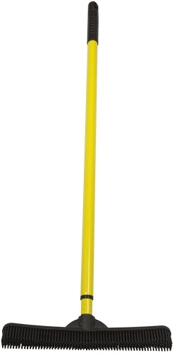 FURemover Broom, Pet Hair Removal Tool with Squeegee & Telescoping Handle That Extends from 3-5', Black & Yellow - Appears New   - Lot 614
