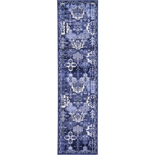 Unique Loom Cathedral La Jolla 2'7" x 10' Blue/Ivory Bohemian Runner - Appears New - Lot 623