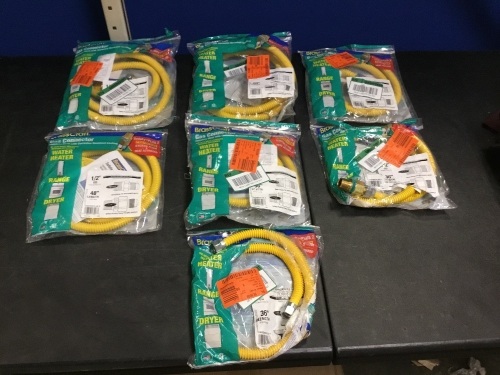 Lot of (7) BrassCraft Gas Connectors w/ Safety+Plus2 Thermal Excess Flow Valve - E-Comm Returns, Appear New  - Lot 768