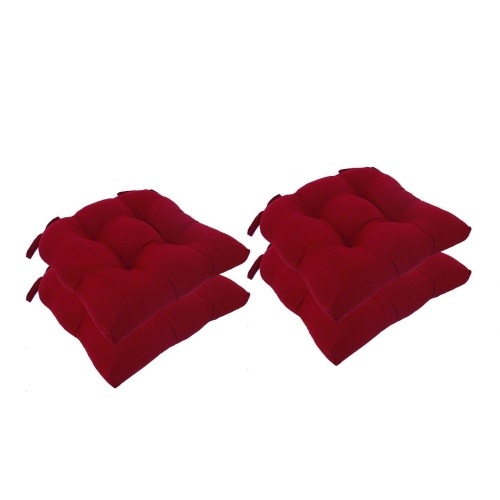 Micro Fiber Chair Cushions with Tie Backs, Set of 4, Barn Red - Appear New  - Lot 772