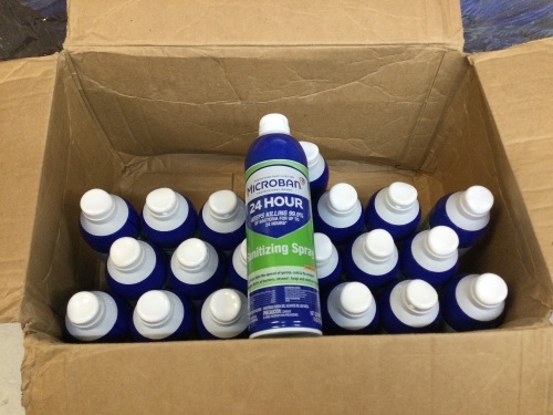 Lot of (22) Microban Disinfectant Spray, 24 Hour Sanitizing and Antibacterial Spray, Citrus Scent - Appear New   - Lot 801