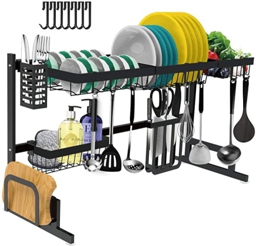 Tsmine Dish Drying Rack Over The Sink with 7 Utility Hooks - Appears New  - Lot 806