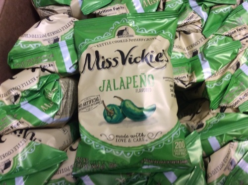 Lot of (6) Cases of Miss Vickie's Jalapeno Flavored Kettle Cooked Potato Chips, 64/1.375 oz Bags/Case, Best By April 2021 - New - Lot 814