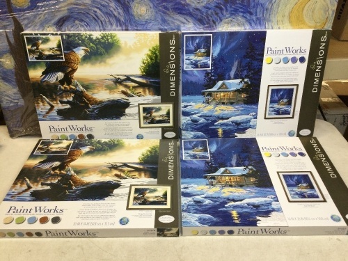 Lot of (4) PaintWorks Paint by Numbers Kits - New  - Lot 860