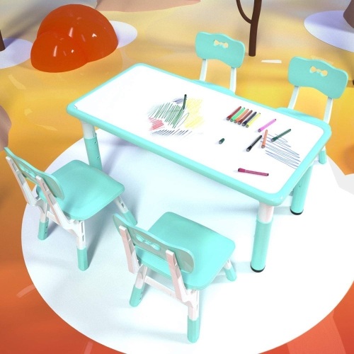 Children's Height Adjustable Plastic Art Table with 4 Chairs - Appears New  - Lot 884