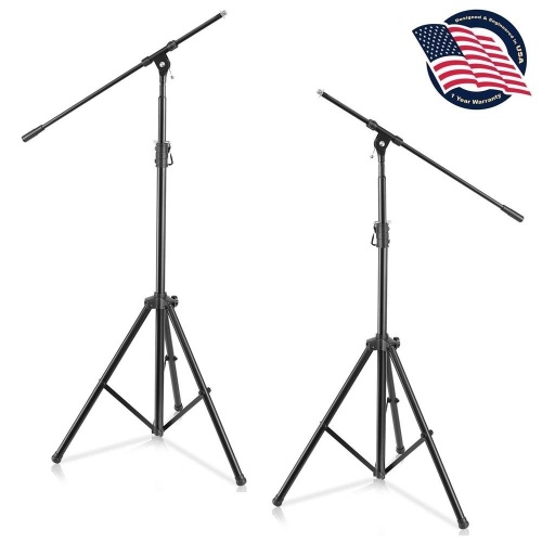 Pyle 2 Piece Heavy-Duty Tripod Boom Microphone Stands - Appears New  - Lot 888
