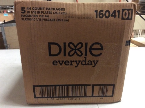 Case of Dixie 10 1/16" Disposable Plates, 5 Packs of 44 - New - Lot 1009