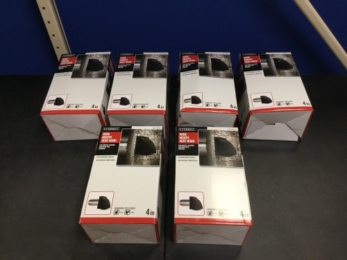 Lot of (6) Everbilt 4 in. Wide Mouth Black Vent Hoods - E-Comm Returns, Appear New  - Lot 1012
