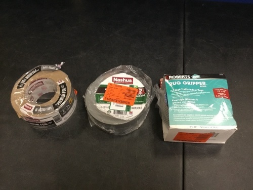 2 Rolls of Nashua Duct Tape, Heavy Duty & Premium Foil and Roberts Rug Gripper Roll - Appear New - Lot 1030