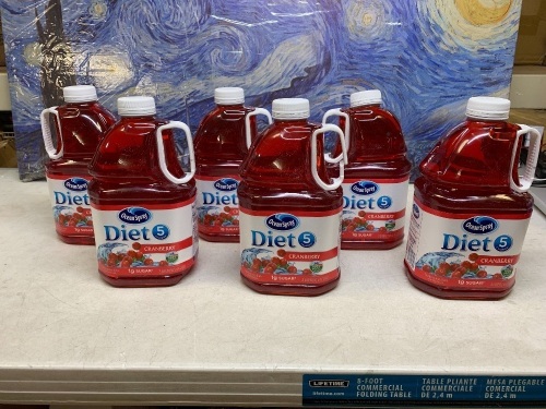 Lot of (6) Ocean Spray Diet Cranberry Juice Drink 3L - Appear New - Lot 1050
