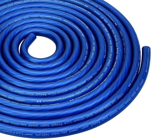 Conext Link 25 FT 1/0 AWG 0 GA Full Gauge Battery Power Cable Ground Wire Frost Blue OFC Copper - New  - Lot 1093