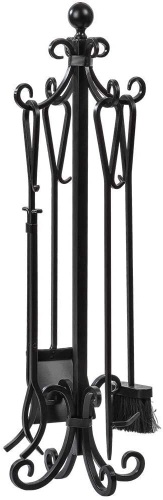 Amagabeli 5 Pieces Scroll Fireplace Tools Cast Iron with Log Holder - Appears New in Damaged Box  - Lot 1100