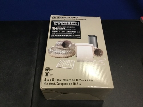Everbilt Wide Mouth Dryer Vent Kit with 4 in. x 8 ft. Aluminum Dryer Duct - E-Comm Return, Appears New  - Lot 1116