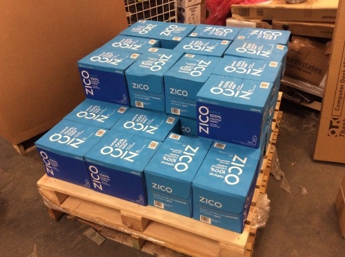 30 Cases of Zico Natural 100% Coconut Water, 12 Pack 16.9 Fl Oz, Best by April 2021 - New - Lot 1120