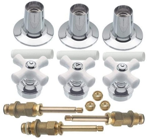Danco 39696 3 Cross-Arm 3-Handle Tub and Shower Faucets, Chrome and Porcelain - E-Comm Return, Appears New in Damaged Box  - Lot 1136
