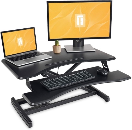 Fezibo Standing Desk Converter Height Adjustable Desk Riser, Fits Dual Monitors - Appears New - Lot 1142