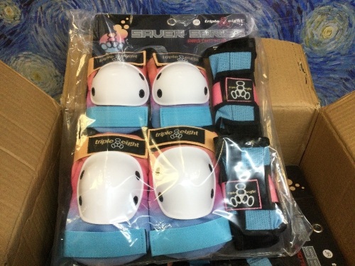 Case of (6) Triple8 Kid's Color Collection Saver Series 3-Pack Wrist/Elbow/Knee Pads, Sunset - New  - Lot 1145