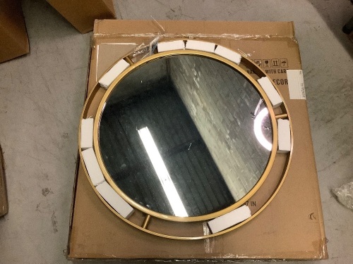 Glitzhome 24" Deluxe Round Gold Mirror, Appears New