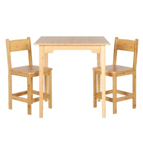 3-Piece Table Chair Set Bamboo of Square Dining Table and Chairs - Lot 214