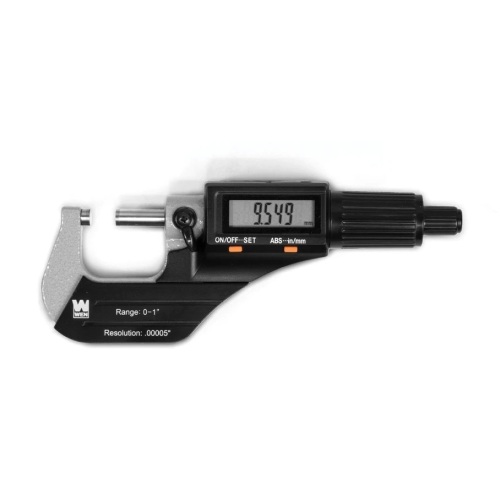 Standard and Metric Digital Micrometer with 0 to 1-Inch Range, .00005-Inch Accuracy, LCD Readout and Storage Case - Lot 336