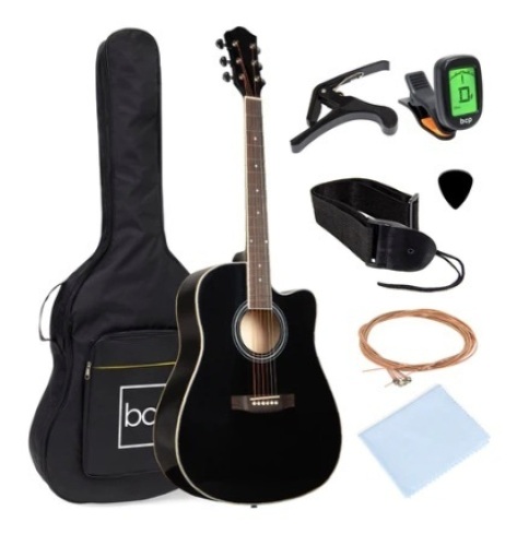 Full Size Beginner Acoustic Guitar Set, 41in, Black - Lot 583