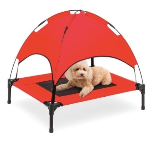 Elevated Cooling Dog Bed, 30in, Red - Lot 585