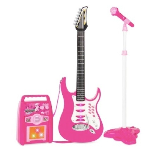 Kids Electric Guitar Toy Play Set, Pink - Lot 586