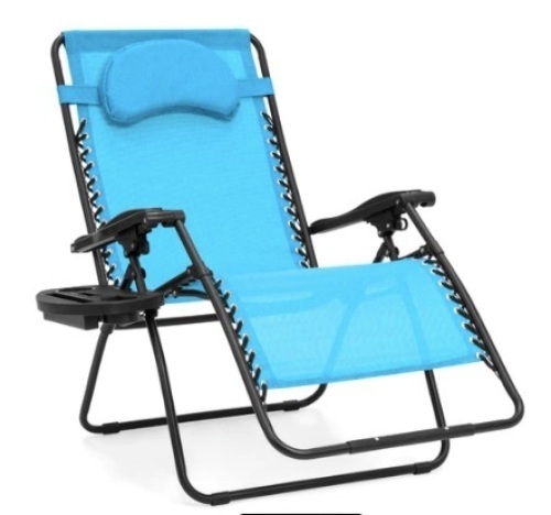 Oversized Reclining Zero Gravity Chair Lounger, Light Blue - Lot 595