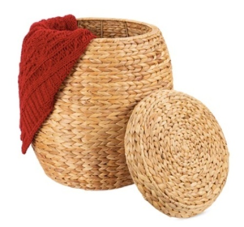 Vintage Hyacinth Storage Tote Basket, Natural - Lot 599