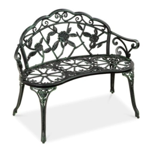 Steel Garden Bench Outdoor Patio Furniture, 39in, Green/Black - Lot 610