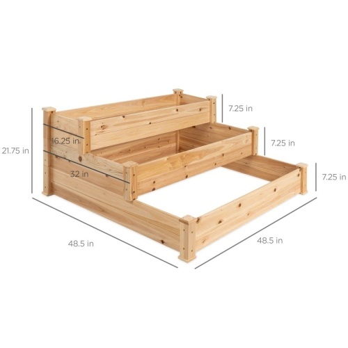 3-Tier Raised Fir Wood Garden Bed Planter - Lot 440