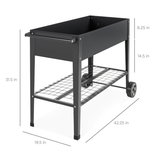 Elevated Metal Garden Bed for Backyard w/ Wheels, Shelf - Lot 486