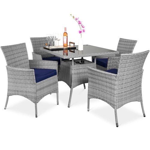 5-Piece Wicker Patio Dining Table Set w/ 4 Chairs - Lot 500