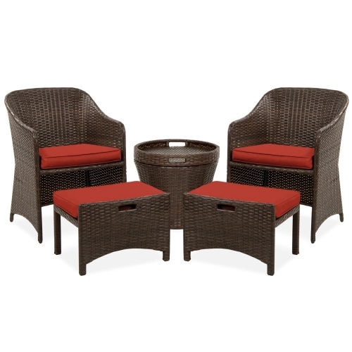 5-Piece Outdoor Wicker Bistro Set w/ Side Storage Table, No Assembly - Lot 517