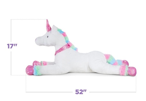 Kids Extra Large Life-Size Plush Rainbow Unicorn Stuffed Animal w/ Soft Fur - Lot 526