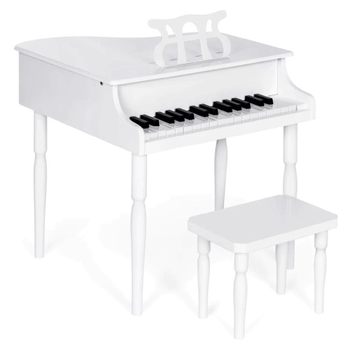 Kids Mini Wooden Grand Piano w/ Lid, Bench, Music Rack, Song Book, Stickers - Lot 704