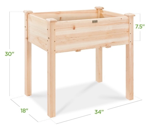 Raised Garden Bed, Elevated Wood Garden Planter Stand - 34x18x30in - Lot 727