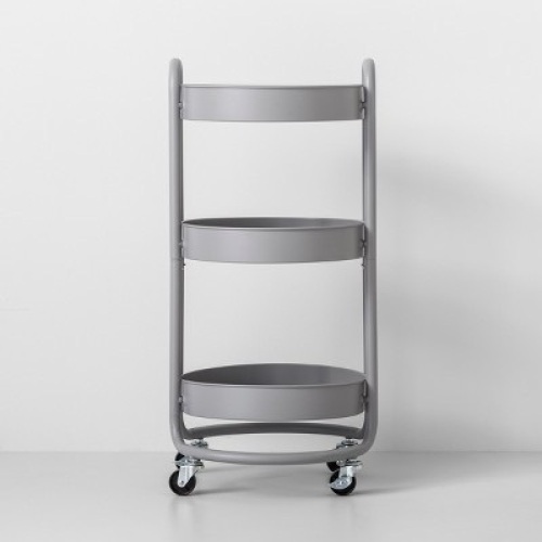 Round 3-Tier Rolling Metal Utility Cart - Lot 787