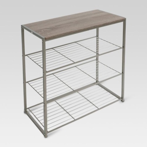 Stackable 4-Tier Shoe Rack w/ Wood Finish Top - Lot 794