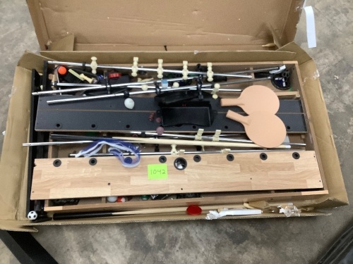 10-in-1 Combo Game Table Set w/ Pool, Foosball, Ping Pong, Chess - 2x4ft, Possible Missing Pieces - Lot 1042