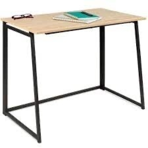 Folding Drop Leaf Office Desk w/ Wood Table Top, Back Shelf - 42in - Lot 1092