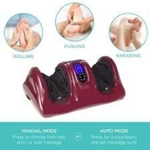 Therapeutic Foot Massager w/ High Intensity Rollers, Remote, 3 Modes - Lot 1163